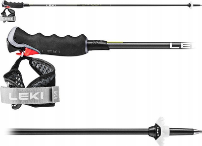 Shkopinj skish Leki Carbon 12 3D, karboni, 130 cm, të zinj me detaje neoni