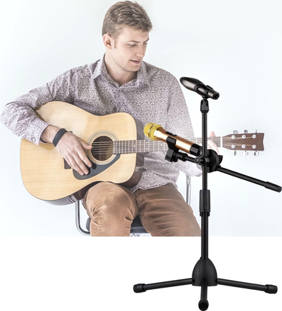 Stativ mikrofoni Mozos SM803 PRO, lartësi që e luan nga 75 në 155 cm, mban deri 1.5 kg, i zi