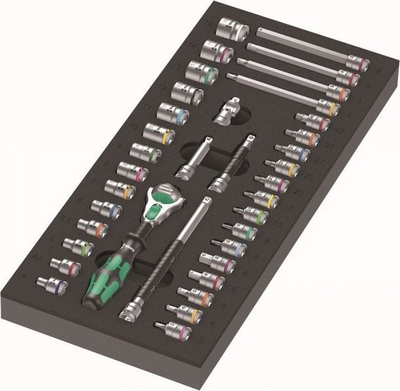 Set çelësa Wera 9720 Zyklop, 37 pjesë, 1/4", në tabakë shkumë