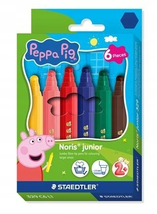 Flomasterë Staedtler Noris Junior Peppa Pig, set 6 ngjyra, majë e trashë