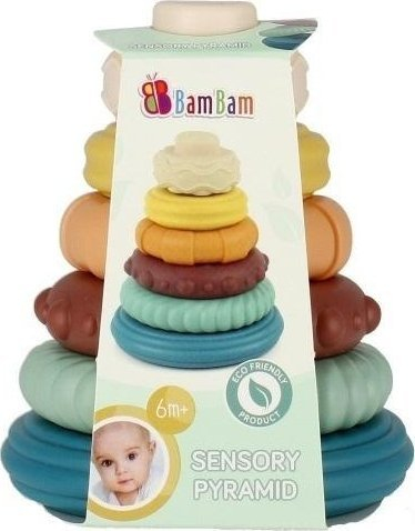 Lodër piramidë sensorike BamBam Pastel 500692, edukative, shumëngjyrëshe