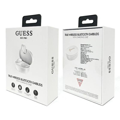 Kufje Bluetooth Guess GUTWST30WHTWS TWS, me dok karikimi, të bardha
