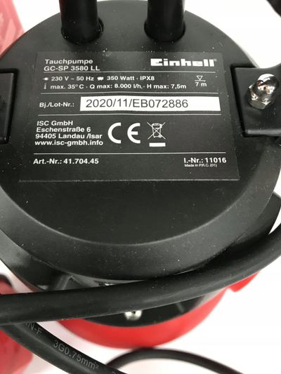 Потопна пумпа за чиста вода Ајнхел GC-SP 3580 LL, 350W, 8000 L/час, сива