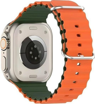 Rrip dore Beline Silicone Waves për Apple Watch, 42 44 45 49mm, silikon, jeshile-portokalli