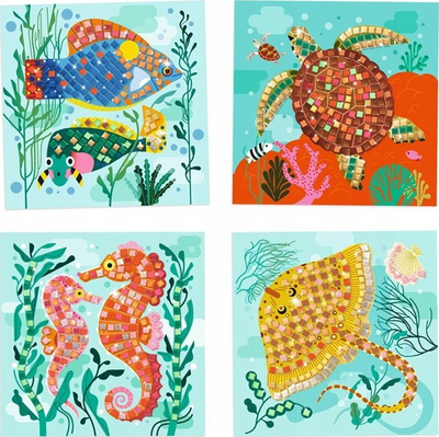 Set kreativ mozaiku Djeco “Caribbean”, 4 fletë, stikera shkumë, shumëngjyrësh