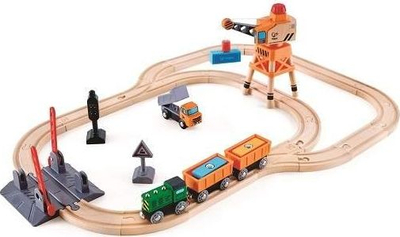 Set lojë treni Hape Crossing and Crane, 34 pjesë, shumëngjyrësh