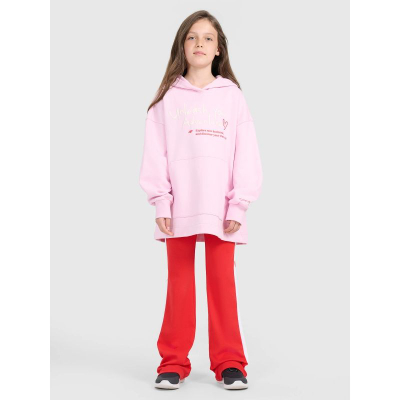 Bluzë me kapuç për goca 4F 4FJRAW25TSWSF2429, oversize, pambuk, rozë