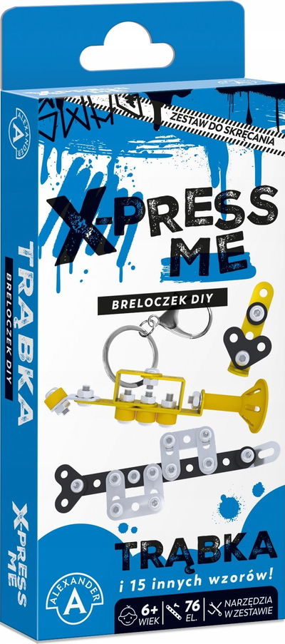 Set lodër DIY Alexander X-Press Me Trumpet, varëse çelësash metal, 76 pjesë, e verdhë