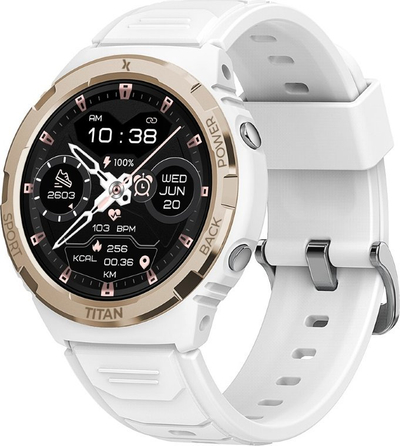 Ora inteligjente Maxcom FW100 Valkiria, 1.3" AMOLED, IP69, e bardhë
