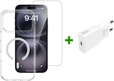 Set aksesorësh 4smarts 3n1 Premium Starter, për iPhone 17 Pro Max, MagSafe, transparent