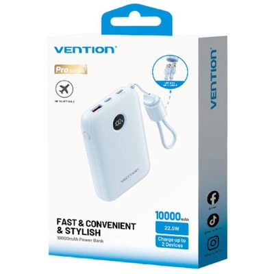 Karikues portativ Vention FKAL0 C, 10000mAh, 22.5W, blu
