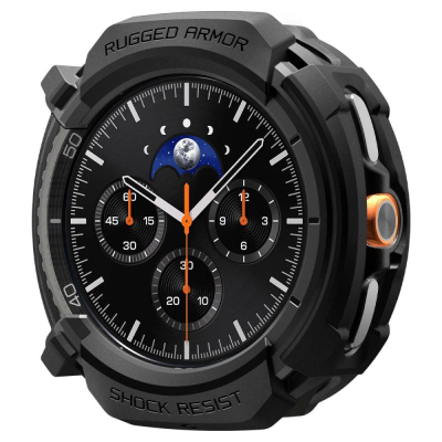 Mbrojtëse ore Spigen Rugged Armor për Samsung Galaxy Watch 8 Classic 46mm, TPU, e zezë matte