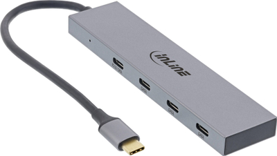 HUB USB InLine USB 3.2 Gen 2, Type C në 4x Type C, 10 Gbit/s, gri