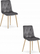 Set karrigesh Oskar Modernity Gray, kadife gri e errët, këmbë ngjyrë druri