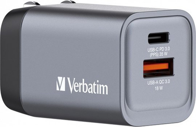 Karikues GaN Verbatim 35W, USB C PD, USB A QC 3.0, gri