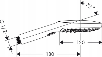 Dush dore Hansgrohe Raindance Select E 120, 120mm, 3 mënyra llaku, i zi mat