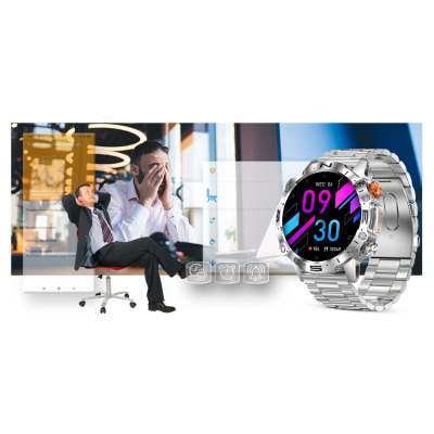 Smartwatch Mski Gravity GT20-2, ekran 1.43" AMOLED, thirrje me Bluetooth, ngjyrë argjendi