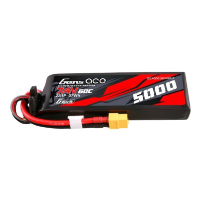Bateri LiPo Gens Ace G-Tech 2S, 7.4V 5000mAh 60C, e zezë