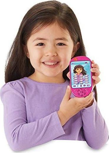 Telefoni lodër Fisher-Price Uno Smartphone Dora, me tinguj frëngjisht, për kalamaj, shumëngjyrësh