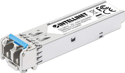 Modul SFP Intellinet 1000Base LX, fibër gigabit, single mode, ngjyrë argjendtë
