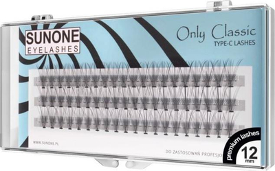 Qerpikë artificialë SUNONE Silk Lash Clusters, 12 mm, 60 copë, të zinj