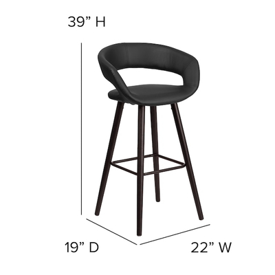 Stol bari Flash Furniture, 75cm, lëkurë sintetike, i zi