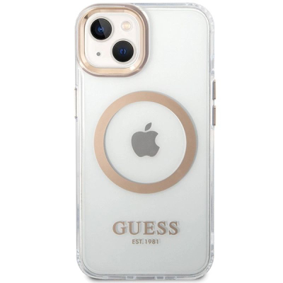 Futrollë telefoni Guess GUHMP15MHTRMD, iPhone 15 Plus 14 Plus 6.7", e fortë, transparente me ari