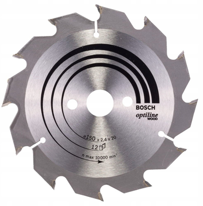 Teh rrethor Bosch Optiline Wood, 150mm, 12 dhëmbë, bosh 20mm