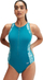 Kostum noti Speedo Panel Hydrasuit për goca, Endurance+, me zinxhir përpara, blu