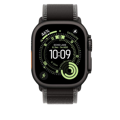 Apple Watch 49mm Loop, Black/Charcoal Trail Loop, S/M, Black Titanium Finish
