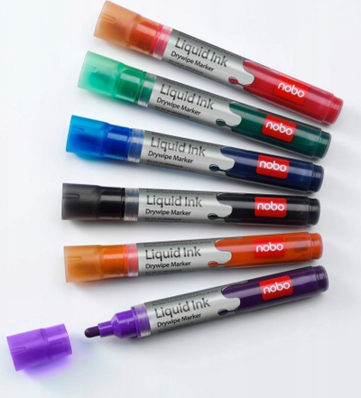 Markera të bardhe Nobo Liquid Ink Drywipe 1901419, set 6 copë, shumëngjyrëshe