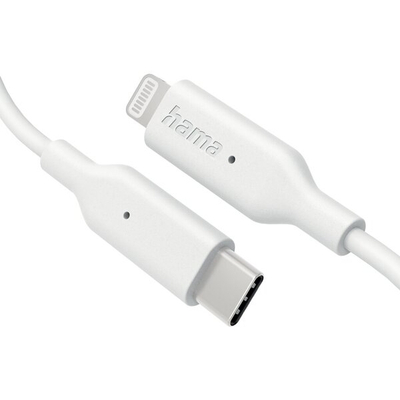 Kabllo Hama Fast Charge, USB-C Lightning, 1m, e bardhë