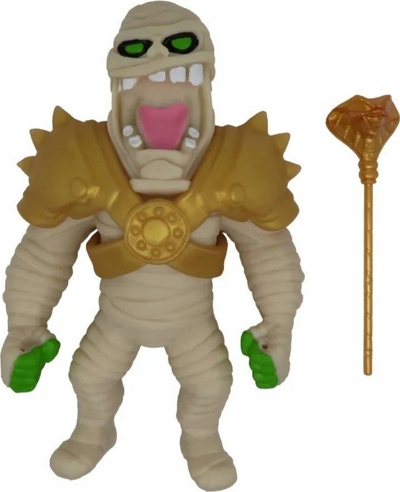 Figurë lodër Epee Rubber Monsters Warriors Mummy, gome elastike, me shkop kobre të artë, shumëngjyrëshe