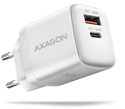Karikues AXAGON ACU-PQ30, USB-A, USB-C, PD, QC4+, 30W, i bardhë