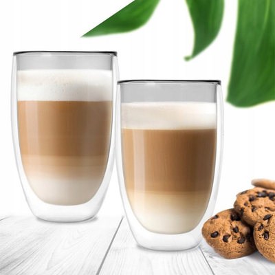 Set gotash termosi për kafe, 2 copa, 460 ml, transparente