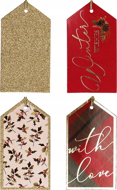 Етикета за подароци Gift Tags With Glitter, сет 8 парчиња, сјај со сјајче, повеќебојни