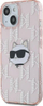 Mbulesë telefoni Karl Lagerfeld Choupette Head Monogram për iPhone 15 14 13 6.1", TPU polikarbonat, transparente rozë