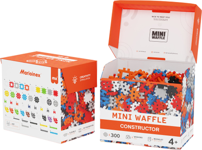 Lodra konstruktore Marioinex Waffle Blocks Mini, 300 pjesë, në kuti