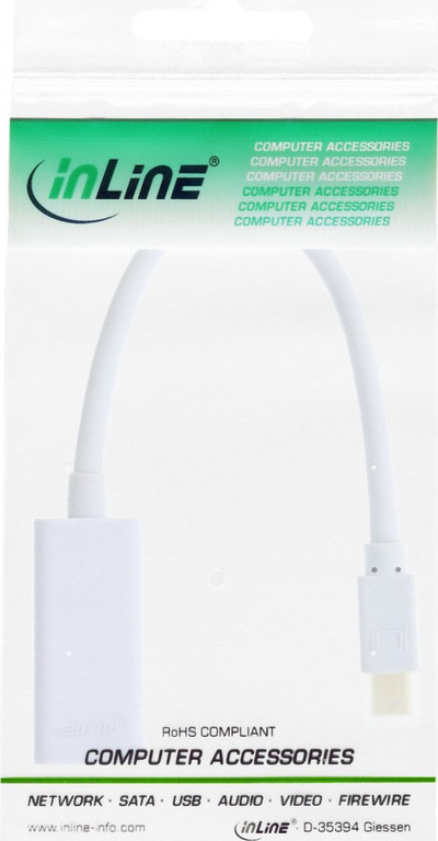 Kabllo Mini DisplayPort në HDMI InLine 17193E, 0.15m, e bardhë