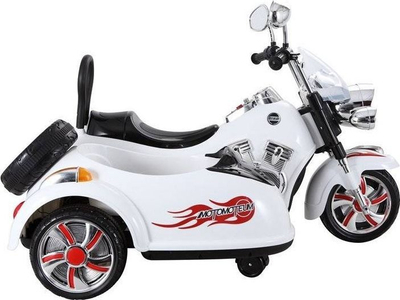 Motoçikletë elektrike për fëmijë Lean Sport SX138, me bateri, me rimorkio anësore, e bardhë