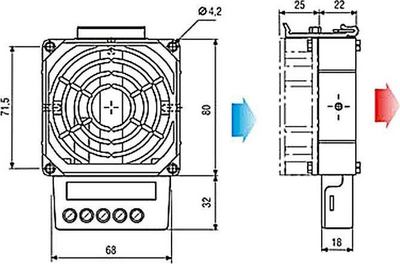 Ngrohës me ventilator Delta HVL-031, 100W, për shinë DIN TS-35, i zi