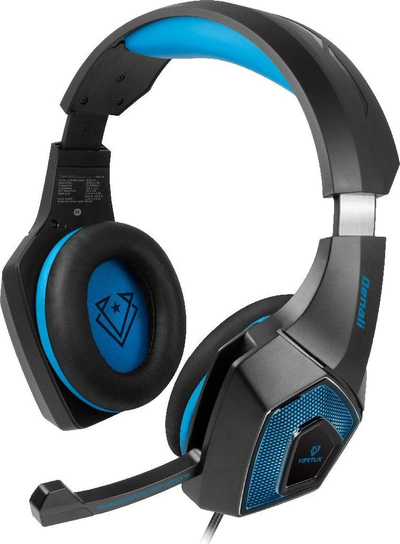 Kufje gaming Vertux Denali, over ear 40mm, 3.5mm + USB RGB, blu e zeza