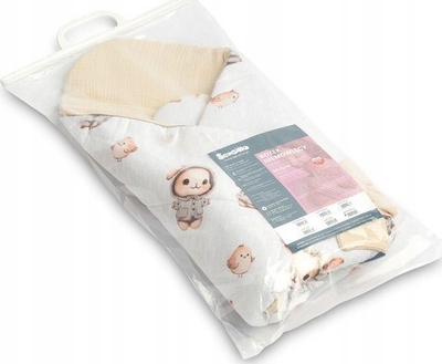 Pelenë fëmije muslin Baby Nest Cone Wrap Bunnies, 75x75 cm, bezhë