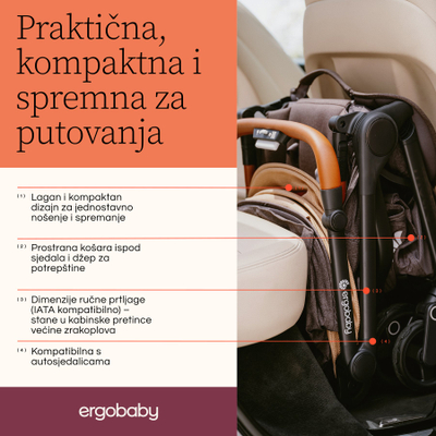 Karrocë bebe Ergobaby Metro 3 Deluxe, kompakte qyteti, ulëse ergonomike, gri Pearl
