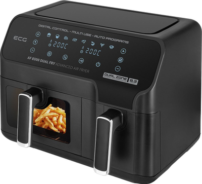 Fritezë ajri ECG Dual Fry AF-8300, 8.3L, dy ndarje, e zezë