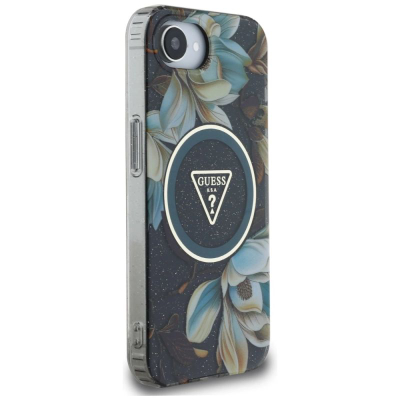 Mbulesë telefoni Guess MagSafe për iPhone 16e, TPU PC, me lule, transparente shumëngjyrëshe