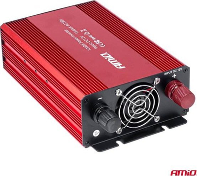 Inverter energjie Amio PI05, 12V në 230V, 1000W 2000W, i kuq