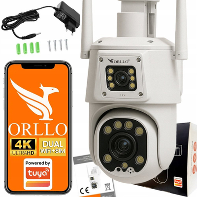 Kамера за сигурност Orllo TZ8 Dual, 4K 8MP, WiFi LTE, со картичка 128GB