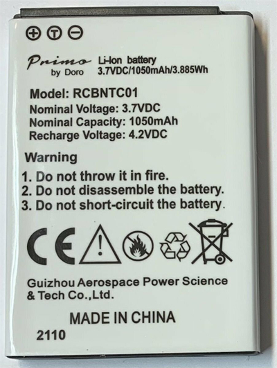 Bateri telefoni Doro Primo 406 413, Li-Ion, 1050mAh, e bardhë