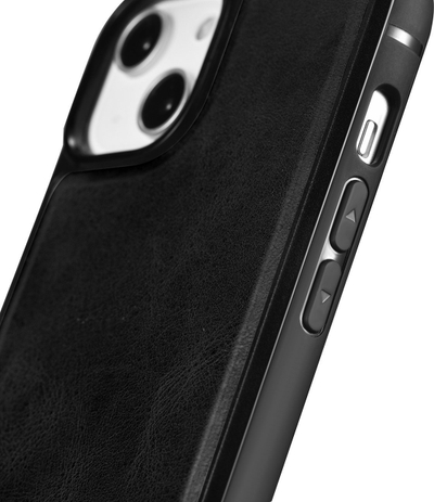 Kалeф Icarer од природна кожа за iPhone 14, MagSafe, природна кожа, црн